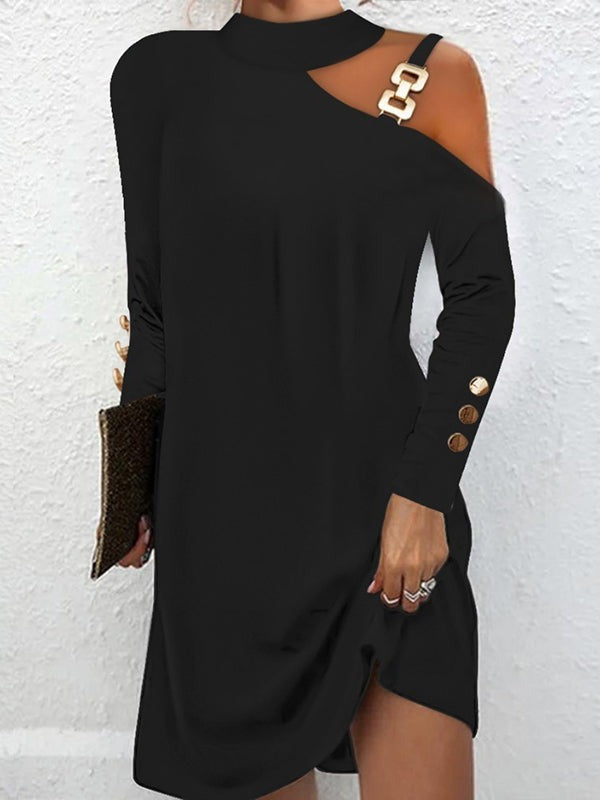 meshki black and white dress Maeve Contrast Ruffle Knit Mini fix Jcpenney Evening Dresses Jcpenney Style:Midi length