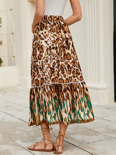 A-line raintring hearpard leopard split-coint kysits