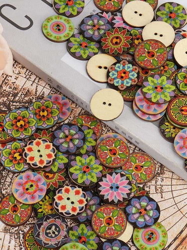 Etwa 100 pcs mehrfarbig gedruckte runde Tasten