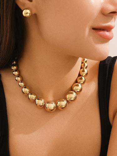 Accesorios de collar del collar de color sólido con cuentas + accesorios de aretes