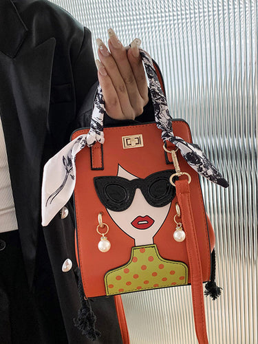 フィギュア印刷されたスプリットジョイントバッグクロスボディバッグハンドバッグ