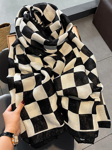 الكتان منقوش طباعة وشاح شال دافئ مقاوم للشمس