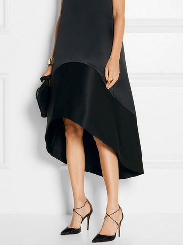 فساتين ميدي ذات رقبة مقطوعة ذات ألوان صلبة منخفضة منخفضة