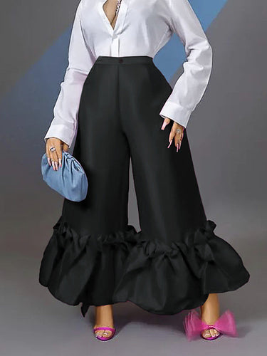 Calça larga larga de perna largo