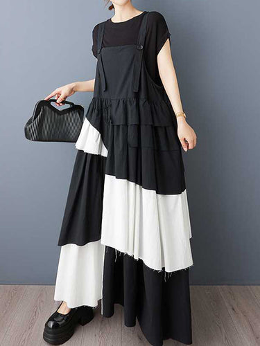 A-line rolay غير متماثل الأزرار مطوية معكرونة الفساتين Maxi Dresses Dresses
