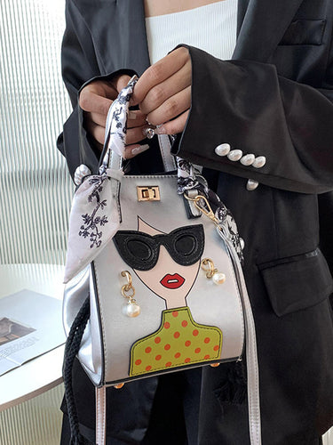 フィギュア印刷されたスプリットジョイントバッグクロスボディバッグハンドバッグ