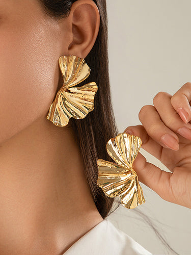 Accesorios de aretes de color sólido geométrico plisado