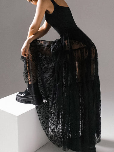 A-Line عالية الخصر مطوية مطوية من خلال التنانير المقسمة