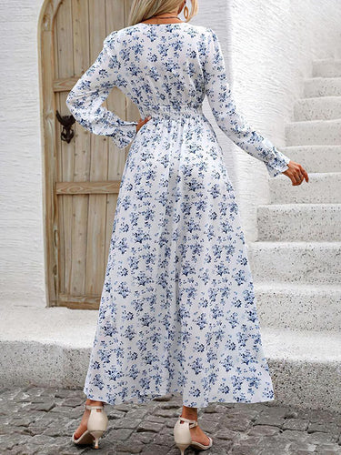 الأكمام الطويلة مرونة الفساتين المطبوعة