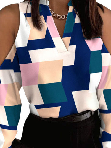 الخلق الأصلي الأكمام الطويلة فضفاضة النقيض بلون بلوز جوفاء v-neck قمم وقمصان القمصان