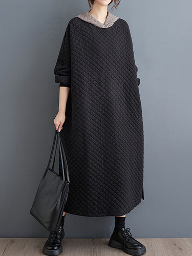 Robes midi à capuche à manches longues en ligne A-line