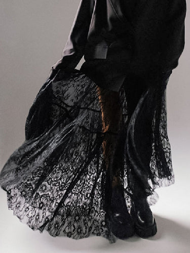 A-Line عالية الخصر مطوية مطوية من خلال التنانير المقسمة