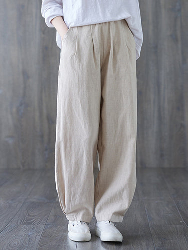Einfache breite Bein lose Elastizität Feste Farbe Casual Hosenboden