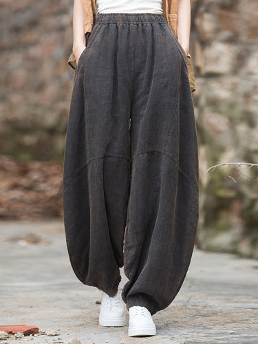 Poches d'élasticité en vrac pantalon de pantalon recadré de couleur de couleur solide