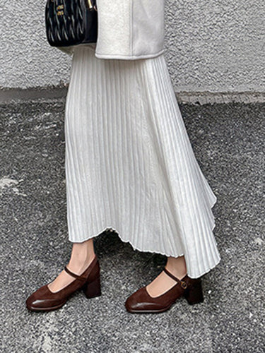 Pompes de Mary Janes à pointe carrée fendue à coupe peu profonde