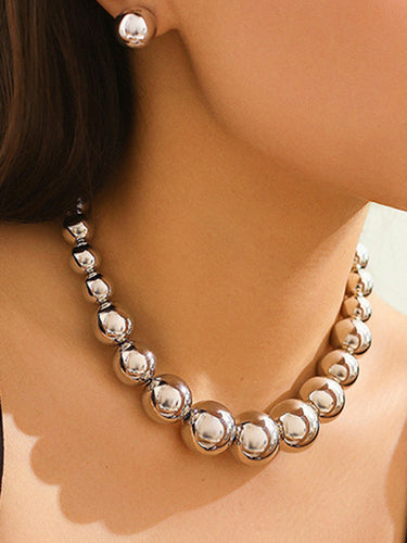 Accesorios de collar del collar de color sólido con cuentas + accesorios de aretes