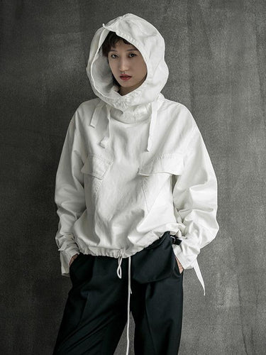 Losen solider Kordelkordelkordelstil Hoodie Sweatshirt
