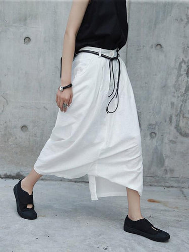 Pantalon harem en lin blanc en vrac