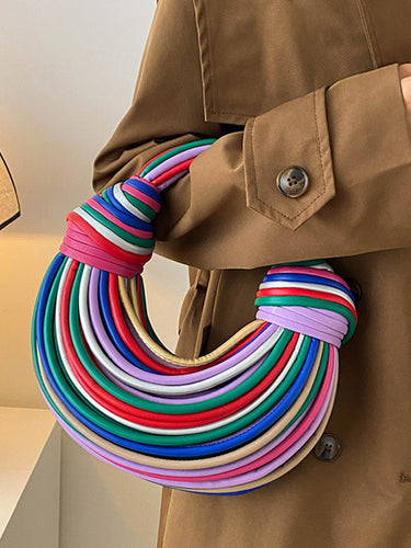 コントラストの幾何学的ジッパーハンドバッグ