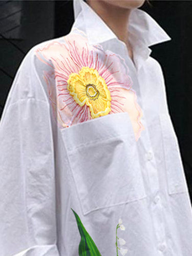 Alta baixa baixa assimétrica, impressão floral de junta dividida em blusas de lapela de junta dividida