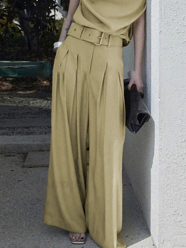 Lose Weitbein mit Fehlfarben Falten -Color Casual Hosenboden