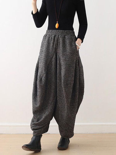 Vintage -gestrickte dicker asymmetrische Laternen -Weitbeinhosen