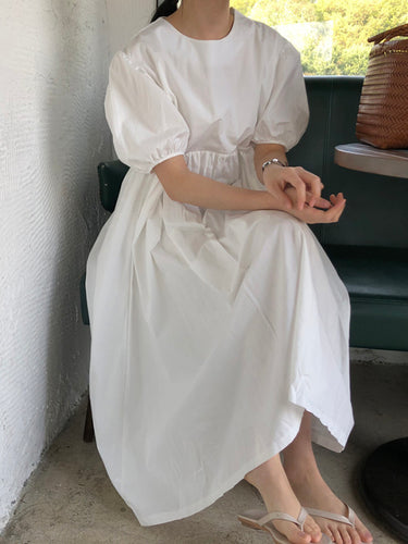 Vestido Midi de mangas midi de cor midi original de cor sólida larga de cor sólida