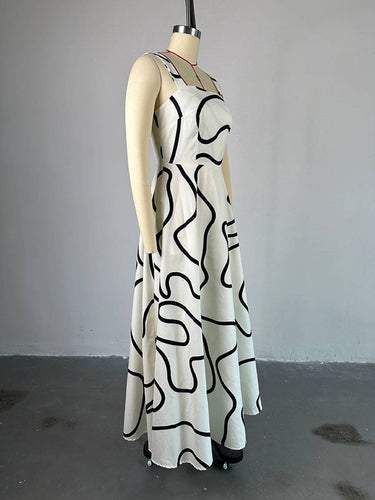 Poches à taille haute en ligne A-line Robes maxi de spaghetti-neck