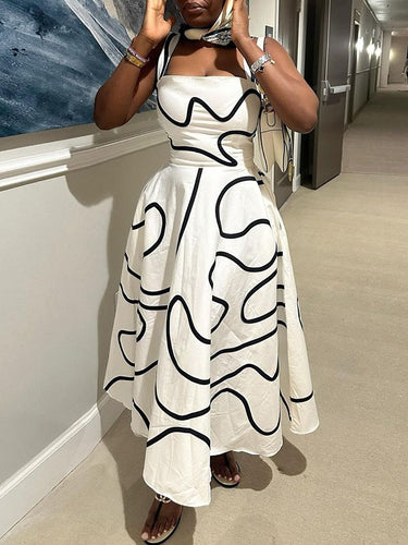 Poches à taille haute en ligne A-line Robes maxi de spaghetti-neck