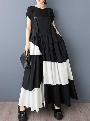 A-line rolay غير متماثل الأزرار مطوية معكرونة الفساتين Maxi Dresses Dresses