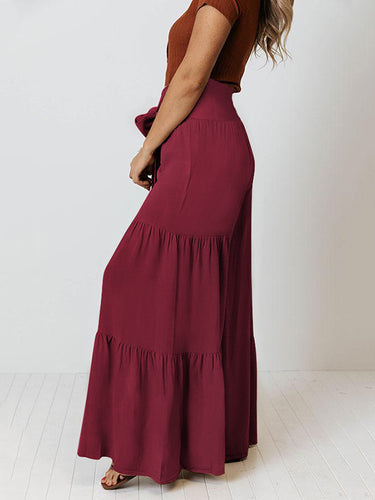 11 Farben Einfache hohe taillierte Feste Farbe Casual Wide Leg Hosen