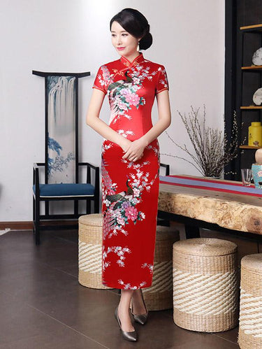 Cheongsam à long terme imprimé en floral