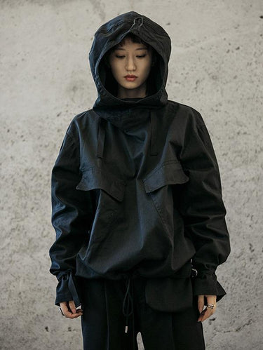 Losen solider Kordelkordelkordelstil Hoodie Sweatshirt