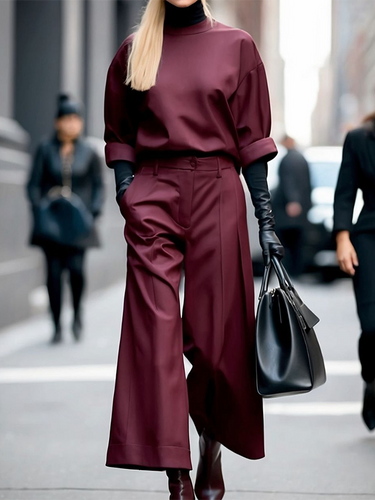 Lose Neunte Hosen Feste Farbe Reißverschluss Casual Hosenbodenhose Hose