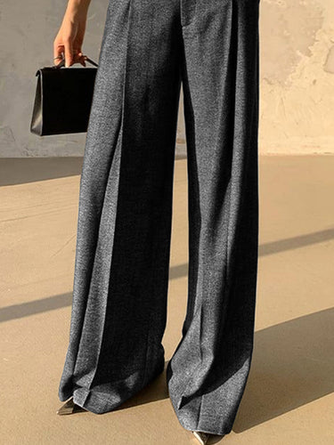Calça calças de terno de coloração sólida com cinto solto
