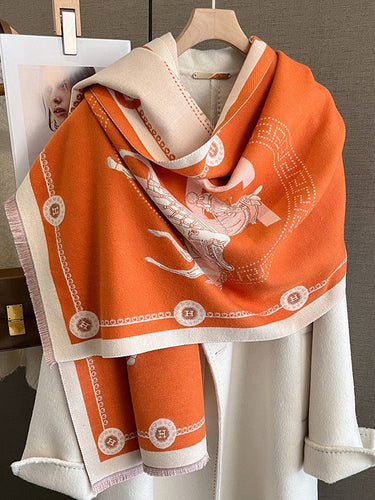 Animal Printed Franse Hält warmer Schalschal