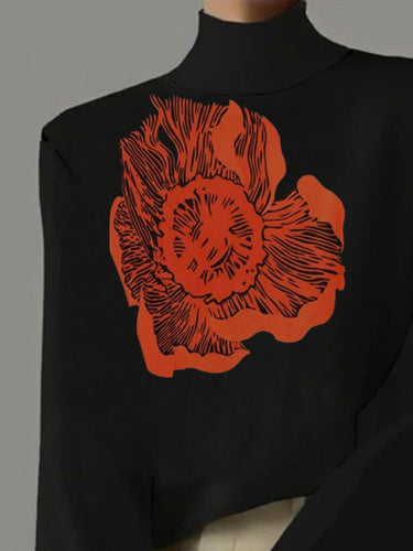 Maniche svasate a maniche lunghe con stampa fiore toppa