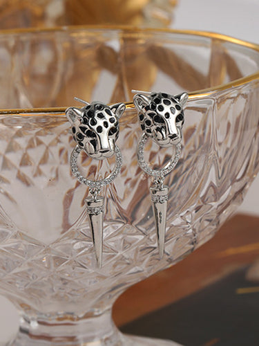 Accesorios de pendientes de tendencia de leopardo geométrico