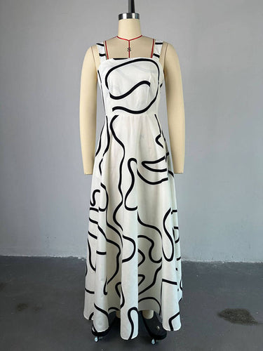Poches à taille haute en ligne A-line Robes maxi de spaghetti-neck