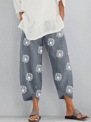 Lose Blütendrucktaschen Split-Gelenkhosenhosen Hose