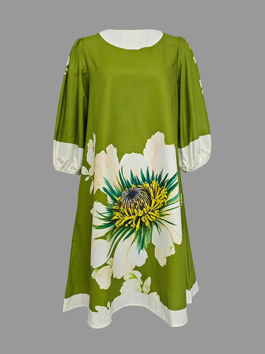 A-Line Lould Flower Print Printed Mini Brucked Mini Dresses