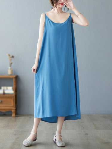 Robes midi à couleurs solides sans manches sans manches