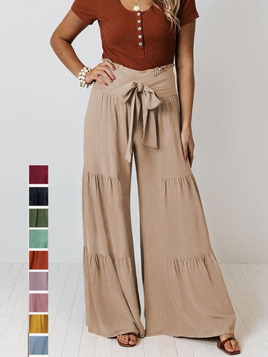 11 Farben Einfache hohe taillierte Feste Farbe Casual Wide Leg Hosen