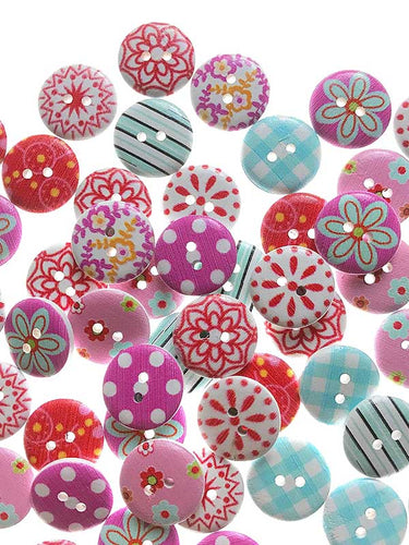100pcs ملحقات ملحقات زخرفة مطبوعة مخطط ملونة الأزرار