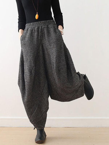 Vintage -gestrickte dicker asymmetrische Laternen -Weitbeinhosen