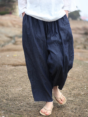 Pantalon en jean à la jambe large de couleur en denim en vrac vintage