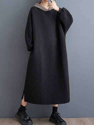 Robes midi à capuche à manches longues en ligne A-line
