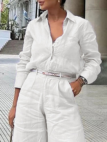 Long Sleeves Loose Solid Color Split-Joint Lapel Blouses&Shirts Tops