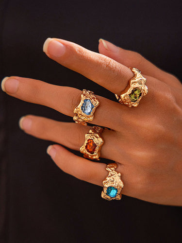 Accessori sugli anelli di pietre di corna geometrica