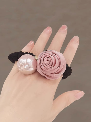 ビーズの弾力性の花の形の光沢のある髪のアクセサリーヘアボブルヘアタイポニーテールホルダー